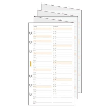 Finocam C996 Planificador de Recambio para Agendas Classic - Anual 2026 - Desplegable - Formato 609 - 94x1x171mm - Color Blanco