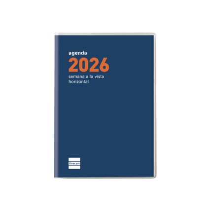 Finocam Coctel Agenda Plana - Anual 2026 - Formato Pl3 - 85x6x6mm - Semana Vista Horizontal - Color Azul