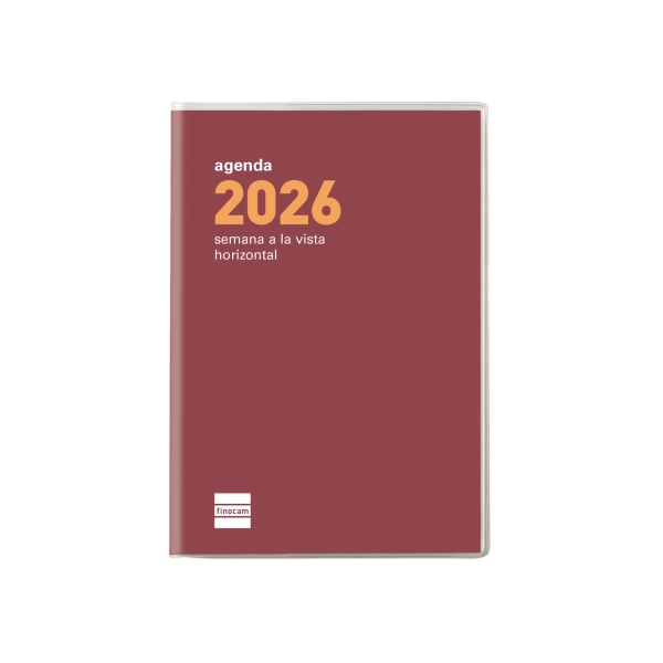 Finocam Coctel Agenda Plana - Anual 2026 - Formato Pl3 - 85x6x6mm - Semana Vista Horizontal - Color Burdeos Finocam Coctel Agenda Plana - Anual 2026 - Formato Pl3 - 85x6x6mm - Semana Vista Horizontal - Color Burdeos