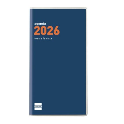 Finocam Coctel Agenda Plana - Anual 2026 - Formato Pl4 - 83x6x6mm - Mes Vista - Color Azul