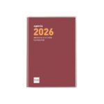 Finocam Coctel Agenda Plana en Catalan - Anual 2026 - Formato Pl3 - 85x6x6mm - Semana Vista Horizontal - Color Burdeos