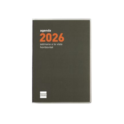 Finocam Min Agenda Plana en Catalan - Anual 2026 - Formato Pl3 - 85x6x131mm - Semana Vista Horizontal - Color Verde Oscuro