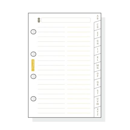 Finocam C175 Indice Alfabetico para Agendas Classic - 12 Solapas - Formato 601 - 56x89x3mm - Cartulina - Color Blanco