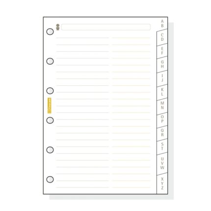 Finocam C275 Indice Alfabetico para Agendas Classic - 12 Solapas - Formato 602 - 73x114x3mm - Cartulina - Color Blanco