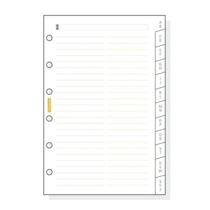 Finocam C375 Indice Alfabetico para Agendas Classic - 12 Solapas - Formato 603 - 79x127x3mm - Cartulina - Color Blanco