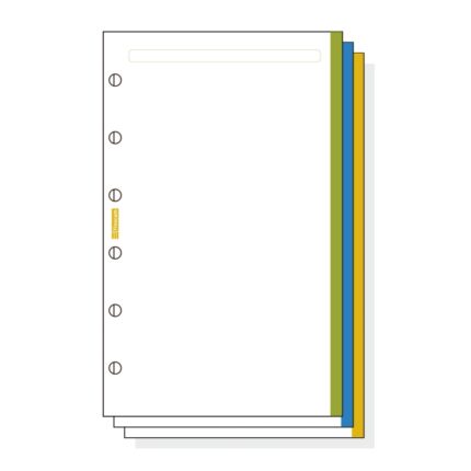 Finocam C345 Notas de Recambio para Agendas Classic - Liso con Banda de Color - Formato 603 - 79x127x5mm - Color Blanco