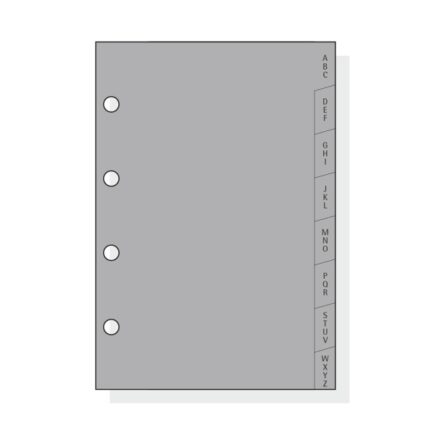 Finocam C164 Indice Alfabetico para Agendas Classic - 8 Solapas - Formato 601 - 66x89x3mm - PVC - Color Gris
