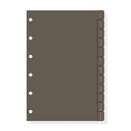 Finocam C261 Indice Alfabetico para Agendas Classic - 12 Solapas - Formato 602 - 83x114x3mm - PVC - Color Marron