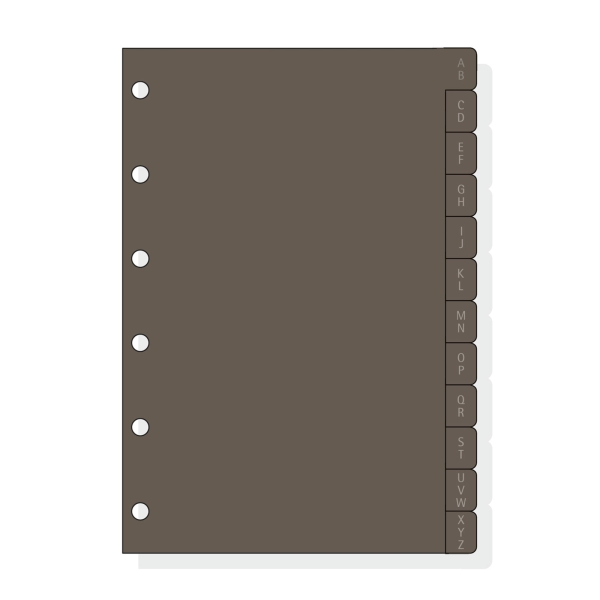 Finocam C261 Indice Alfabetico para Agendas Classic - 12 Solapas - Formato 602 - 83x114x3mm - PVC - Color Marron Finocam C261 Indice Alfabetico para Agendas Classic - 12 Solapas - Formato 602 - 83x114x3mm - PVC - Color Marron