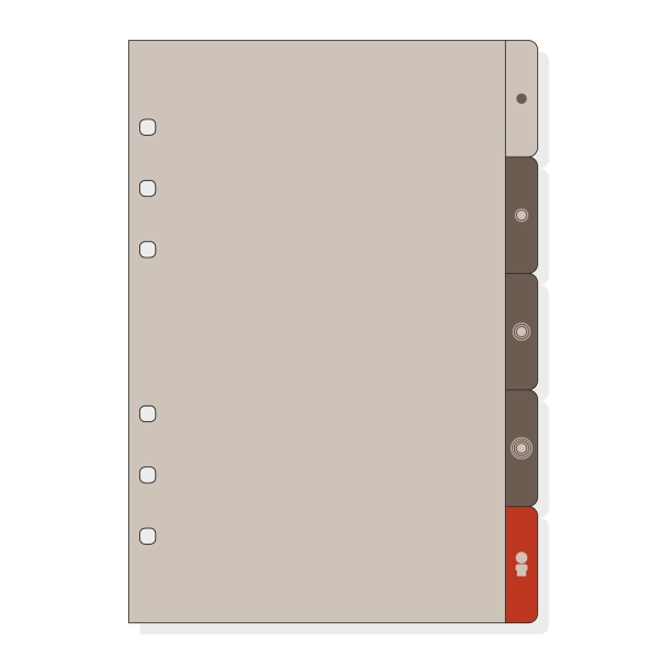 Finocam R463 Separadores Laterales para Agendas Open - 5 Solapas - Formato 400 - 100x2x152mm - PVC - Color Marron Finocam R463 Separadores Laterales para Agendas Open - 5 Solapas - Formato 400 - 100x2x152mm - PVC - Color Marron