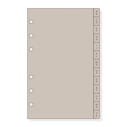 Finocam R464 Indice Alfabetico para Agendas Open - 8 Solapas - Formato 400 - 100x2x152mm - PVC - Color Beige Grisaceo