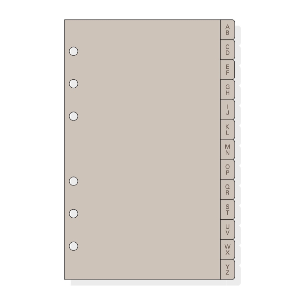 Finocam R464 Indice Alfabetico para Agendas Open - 8 Solapas - Formato 400 - 100x2x152mm - PVC - Color Beige Grisaceo
