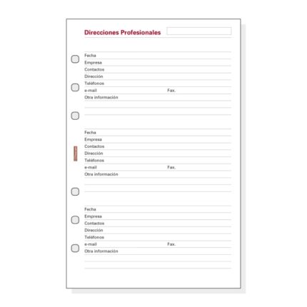 Finocam R551 Recambio Direcciones Profesionales para Agendas Open - Especial Direcciones Profesionales - Formato 500 - 117x5x181mm - Color Blanco
