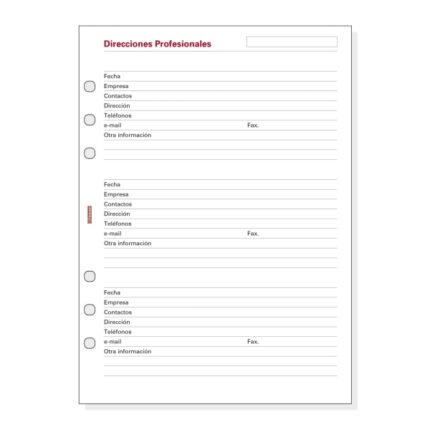 Finocam R1051 Recambio Direcciones Profesionales para Agendas Open - Formato 1000 - 155x5x215mm - Color Blanco