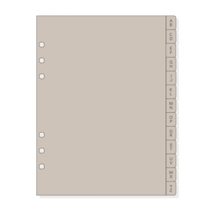 Finocam R1064 Indice Alfabetico para Agendas Open - 13 Solapas - Formato 1000 - 166x2x215mm - PVC - Color Beige Grisaceo