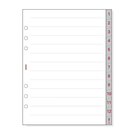 Finocam R1072 Separadores Numerados para Agendas Open - 13 Solapas - Formato 1000 - 166x2x215mm - Papel - Color Blanco