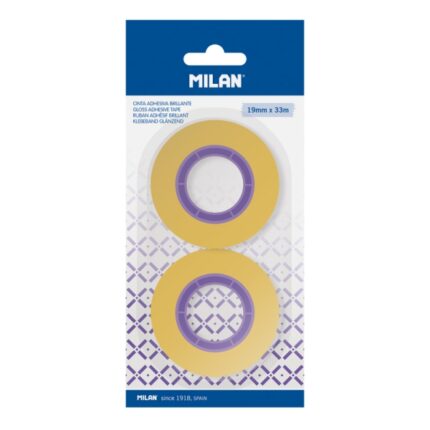 Milan Pack de 2 Cintas Adhesivas - 19mm x 33m - Color Amarillo Transparente