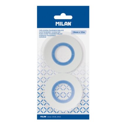 Milan Pack de 2 Cintas Adhesivas - Brillante - 19mm x 33m - Color Transparente