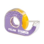 Milan Portarrollos con Cinta Adhesiva - Cinta Amarillo Transparente - Hoja de Corte Metalica - 12mm x 33m - Color Lila - immagine 2