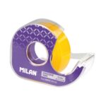 Milan Portarrollos con Cinta Adhesiva - Cinta Amarillo Transparente - Hoja de Corte Metalica - 19mm x 33m - Color Lila - immagine 2