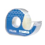 Milan Portarrollos con Cinta Adhesiva - Cinta Transparente Brillante - Hoja de Corte Metalica - 19mm x 33m - Color Azul - immagine 2