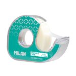 Milan Portarrollos con Cinta Adhesiva - Cinta Transparente Mate - Hoja de Corte Metalica - 19mm x 33m - Color Verde - immagine 2