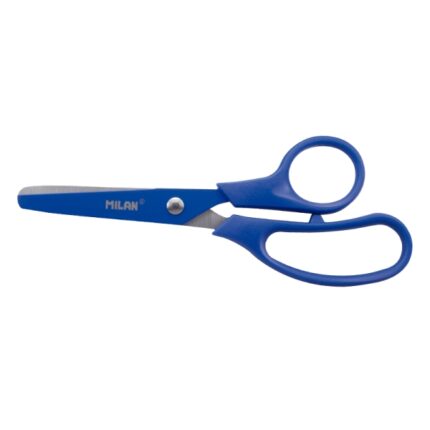 Milan Basic Colours Tijeras de 13.4cm - Mango Ergonomico - Punta Redondeada - Hoja de Acero Inoxidable - Color Azul