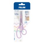 Milan Pastel Tijeras de 13.4cm - Mango Ergonomico - Punta Redondeada - Hoja de Acero Inoxidable - Color Lila Pastel