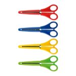 Milan Tijeras con Funda - Regla Integrada de 5cm - Punta Redondeada - Acero Inoxidable de 14.7cm - Colores Surtidos