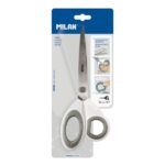 Milan Tijeras de Oficina de 22cm - Mango Ergonomico - Hoja de Acero Inoxidable - Color Blanco