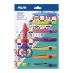 Milan Tijeras Zig-Zag con 8 Hojas Intercambiables - Recubierta de Plastico - Diferentes Patrones - Color Violeta