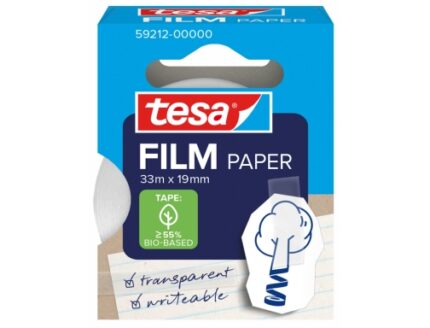 Tesa Paper Pack: 1 nastro adesivo in carta da 19 mm x 33 metri - Quasi invisibile su superfici di colore chiaro - Si può tagliare a mano e si può scrivere sopra - Carta certificata FSC®