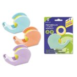 Bismark Pack de Portarrollos con 2 Cintas Adhesivas 19mmx33m - Cuerpo de Plastico - Ideal para Uso Escolar - Colores Pastel Aleatorios - immagine 2