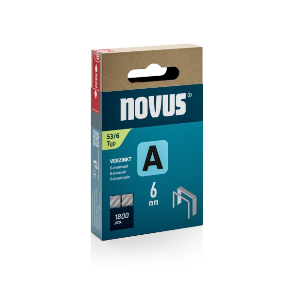 Novus A Tipo 53 Caja de 1800 Grapas 53/6 Galvanizadas - Patilla de 6mm Novus A Tipo 53 Caja de 1800 Grapas 53/6 Galvanizadas - Patilla de 6mm
