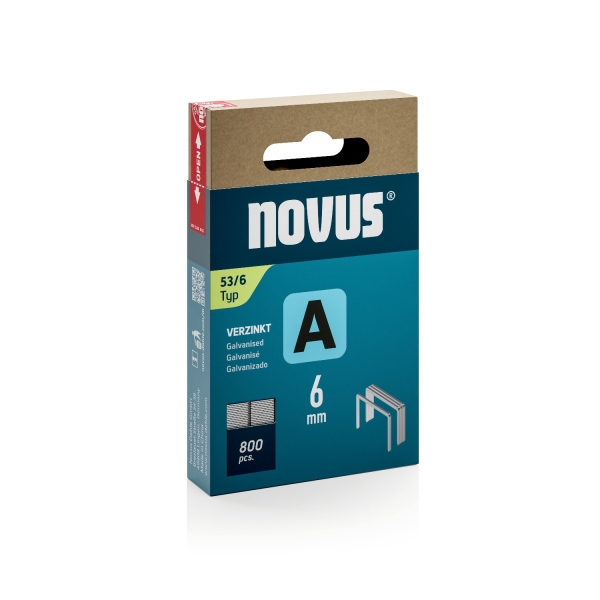 Novus A Tipo 53 Caja de 800 Grapas 53/6 Galvanizadas - Patilla de 6mm Novus A Tipo 53 Caja de 800 Grapas 53/6 Galvanizadas - Patilla de 6mm