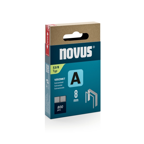 Novus A Tipo 53 Caja de 800 Grapas 53/8 Galvanizadas - Patilla de 6mm Novus A Tipo 53 Caja de 800 Grapas 53/8 Galvanizadas - Patilla de 6mm