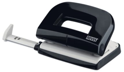 Novus E210 Perforadora Pequeña de Papel - Hasta 10 Hojas - Guia de Posicionamiento - Punzones 5.5mm - Color Negro
