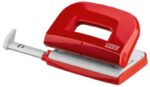 Novus E210 Perforadora Pequeña de Papel - Hasta 10 Hojas - Guia de Posicionamiento - Punzones 5.5mm - Color Rojo