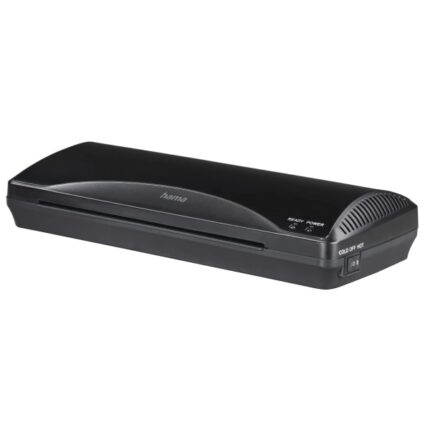 Hama Plastificadora A4 - Laminas hasta 0.6mm - Uso en Caliente y Frio - Velocidad Laminacion 250mm/min - Calentamiento en 4 Minutos - Boton de Liberacion - 34.5x14x6.5cm - Color Negro