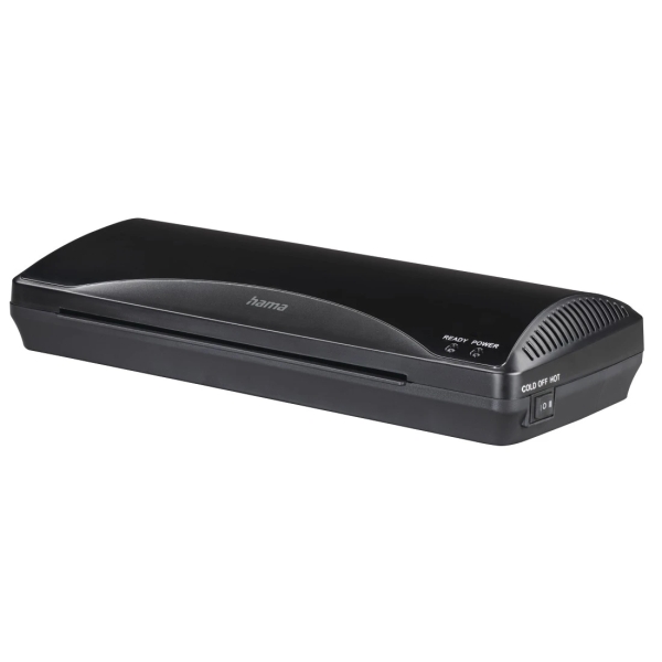 Hama Plastificadora A4 - Laminas hasta 0.6mm - Uso en Caliente y Frio - Velocidad Laminacion 250mm/min - Calentamiento en 4 Minutos - Boton de Liberacion - 34.5x14x6.5cm - Color Negro