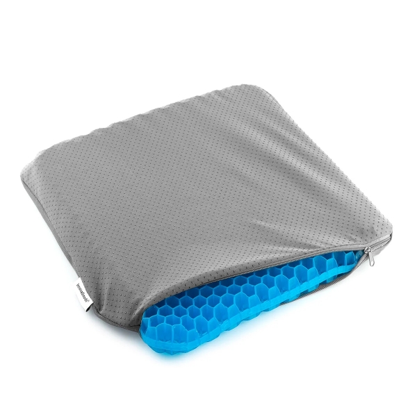 Innovagoods Hexafresh Cojin de Gel de Panal de Abeja - Antideslizante - Refrigerante - Funda Extraible para Limpieza - 39x37x3cm - Color Azul