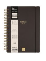 Finocam Haiku Agenda de Espiral en Catalan - 16 Meses - Semana Vista Horizontal - Formato E10 - 155x212mm - Tapa Dura - Papel de 95g/m2 - Cierre con Goma Elastica - Color Negro - immagine 2