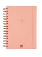 Finocam Haiku Agenda de Espiral en Catalan - 16 Meses - Semana Vista Horizontal - Formato E10 - 155x212mm - Tapa Dura - Papel de 95g/m2 - Cierre con Goma Elastica - Color Coral