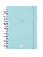 Finocam Haiku Agenda de Espiral en Catalan - 16 Meses - Semana Vista Horizontal - Formato E10 - 155x212mm - Tapa Dura - Papel de 95g/m2 - Cierre con Goma Elastica - Color Azul