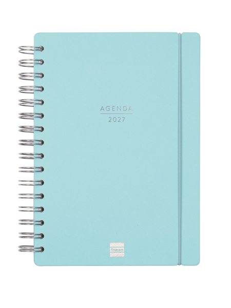 Finocam Haiku Agenda de Espiral en Catalan - 16 Meses - Semana Vista Horizontal - Formato E10 - 155x212mm - Tapa Dura - Papel de 95g/m2 - Cierre con Goma Elastica - Color Azul