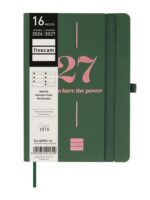 Finocam Capri Agenda de Tapa Blanda en Catalan - 16 Meses - Semana Vista Horizontal - Formato F4 - 118x168mm - Papel de 80g/m2 - Bolsillo Interior - Cierre con Goma - Color Verde - immagine 2