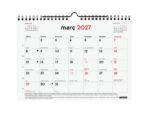 Finocam Neutro Calendario de Pared en Catalan - 16 Meses - Mes Vista - Formato S - 210x150mm - Espiral Doble Metalica - Papel de 120g/m2 - Listado de Festivos - Color Rojo/Blanco - immagine 2