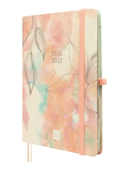 Finocam Minimal Agenda de Tapa Dura Internacional - 18 Meses - Semana Vista Horizontal - Formato M5 - 140x190mm - Papel Crema de 80g/m2 - Bolsillo Interior - Cierre con Goma - Multicolor