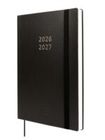 Finocam Mara Agenda de Tapa Flexible Internacional - 18 Meses - Semana Vista Vertical - Formato Y10 - 140x204mm - Papel de 80g/m2 - Esquinas Microperforadas - Cierre con Goma - Color Negro