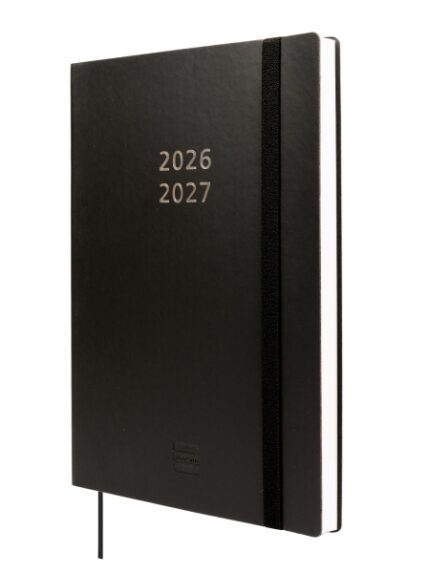 Finocam Mara Agenda de Tapa Flexible Internacional - 18 Meses - Semana Vista Vertical - Formato Y10 - 140x204mm - Papel de 80g/m2 - Esquinas Microperforadas - Cierre con Goma - Color Negro